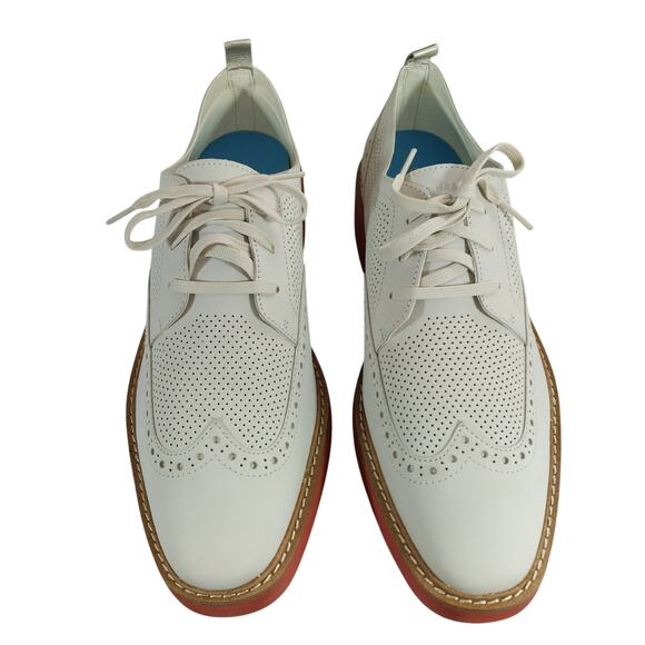 NIB! COLE HAAN! OG PLATFORM WINGTIPS,  CREAM GENUINE LEATHER, RED SOLE! 11B main image 11